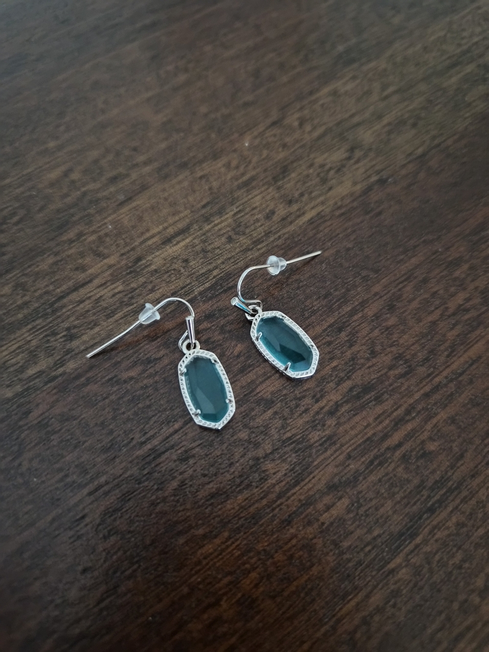 Kendra Scott Lee Silver Drop Earrings in Aqua Blue